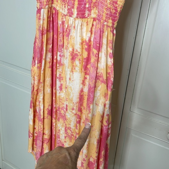Sincerely Jules Womens Tie Dye Orange/Pink Spaghetti Strap Sundress Size Medium - Picture 14 of 14
